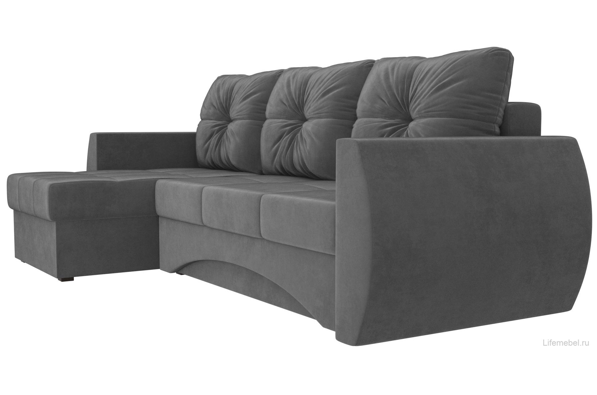 Диван угловой Сатурн левый серый велюр