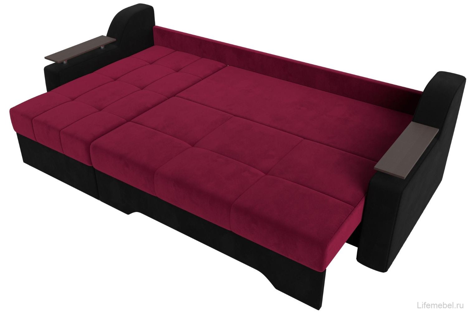 Диван угловой Сенатор НПБ микровельвет красный / черный левый