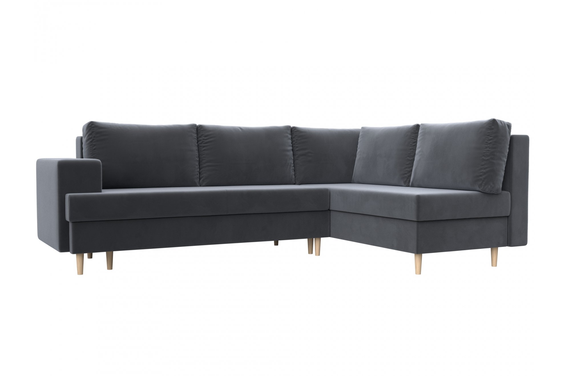 Диван угловой Сильвана велюр MR серый правый