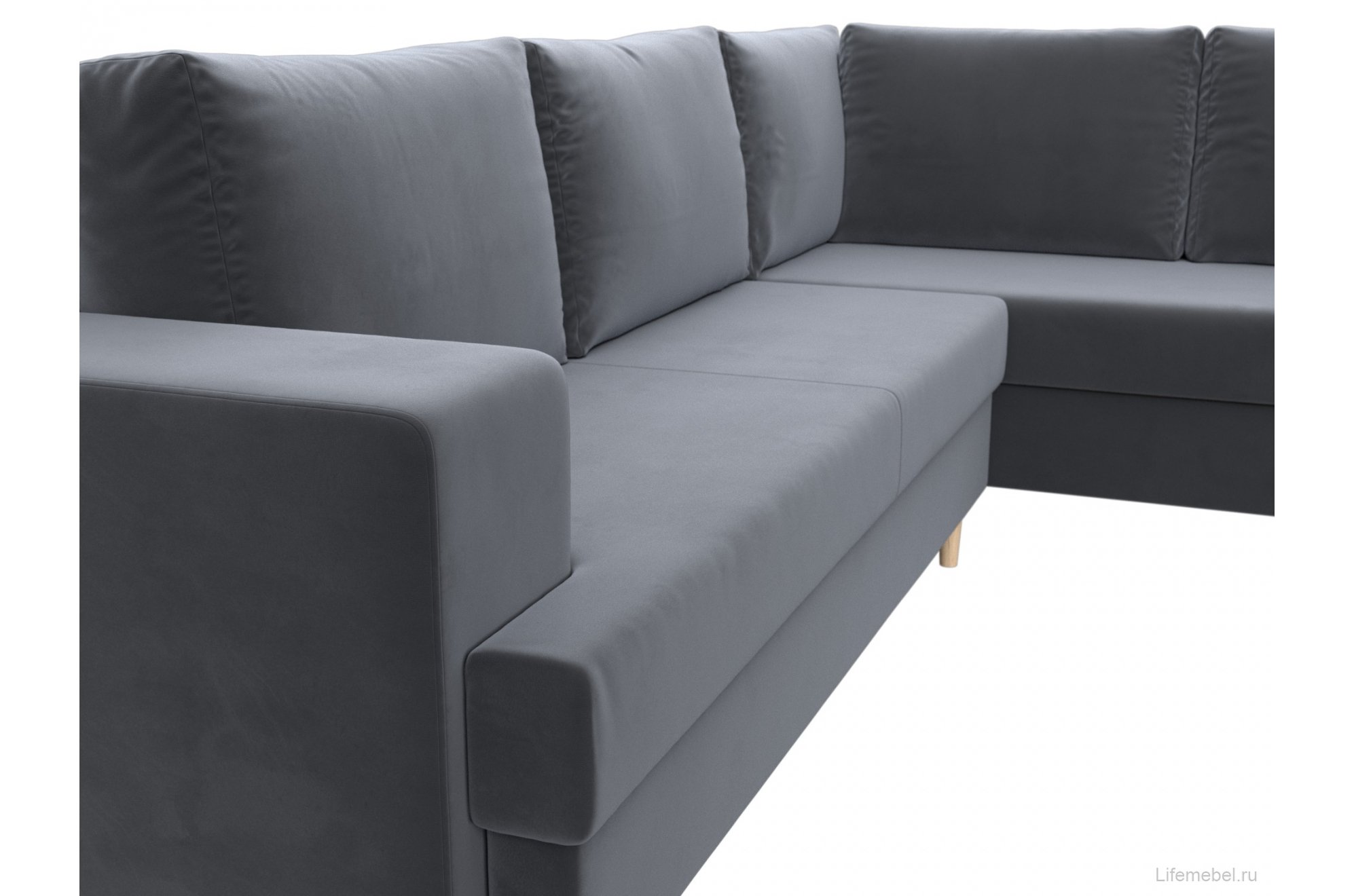 Диван угловой Сильвана велюр MR серый правый