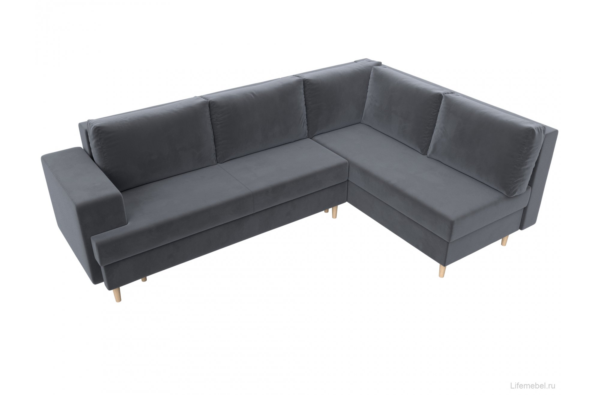 Диван угловой Сильвана велюр MR серый правый