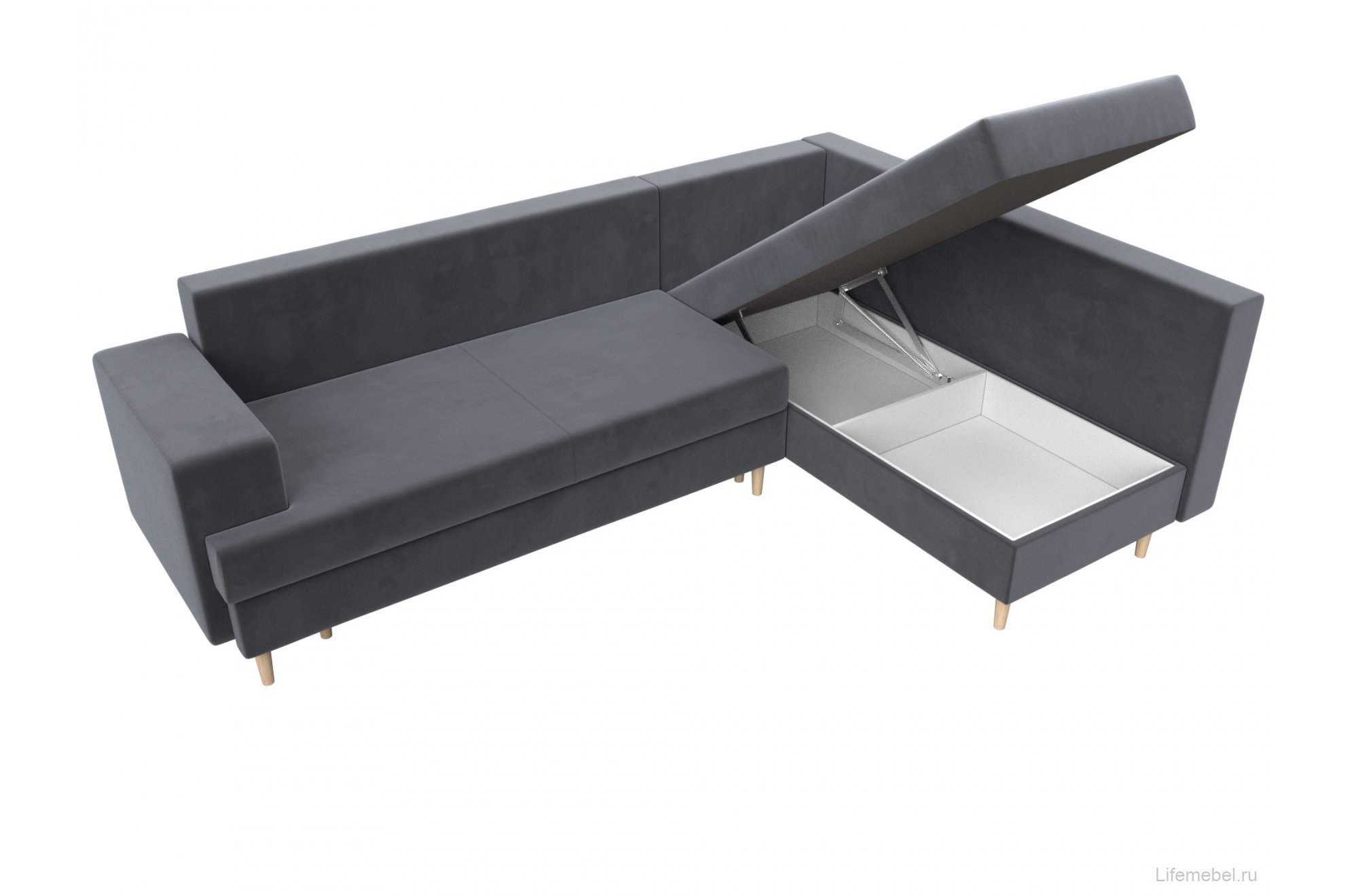 Диван угловой Сильвана велюр MR серый правый