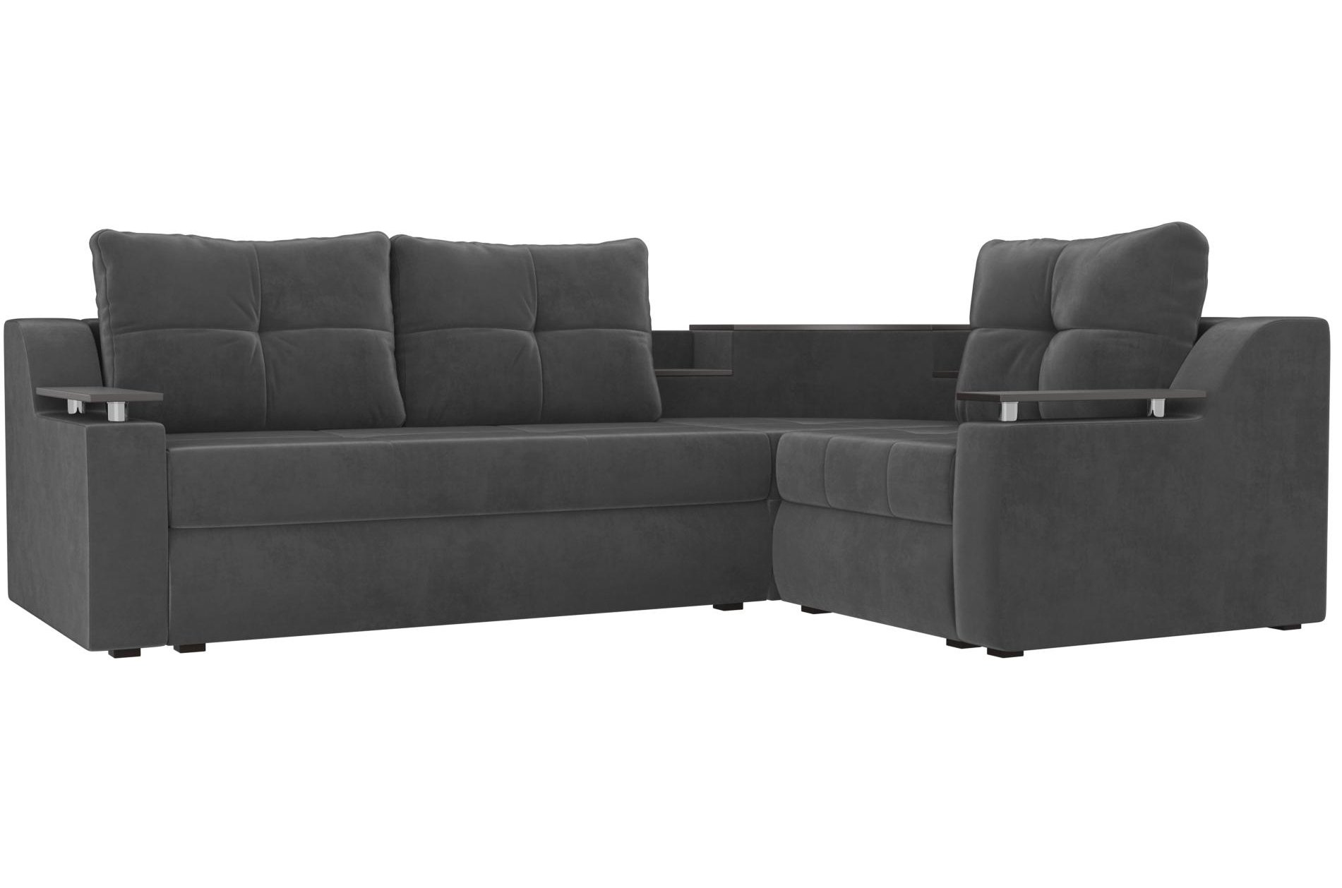 Диван угловой Тесей правый велюр серый