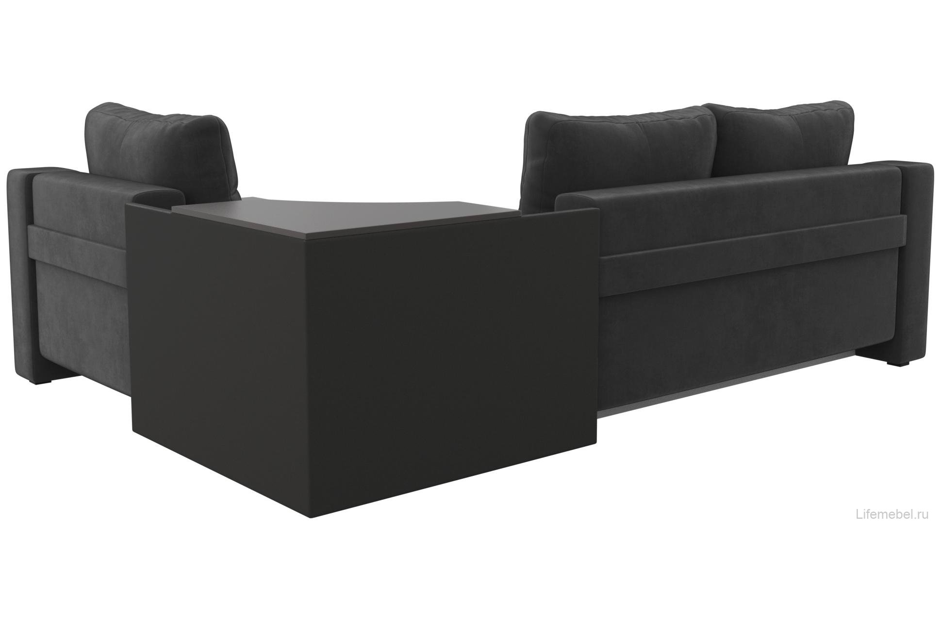 Диван угловой Тесей правый велюр серый