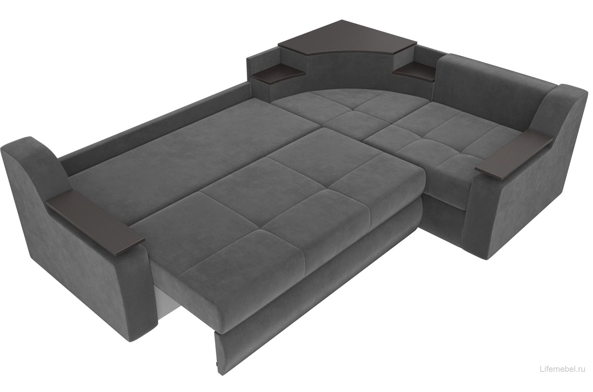 Диван угловой Тесей правый велюр серый