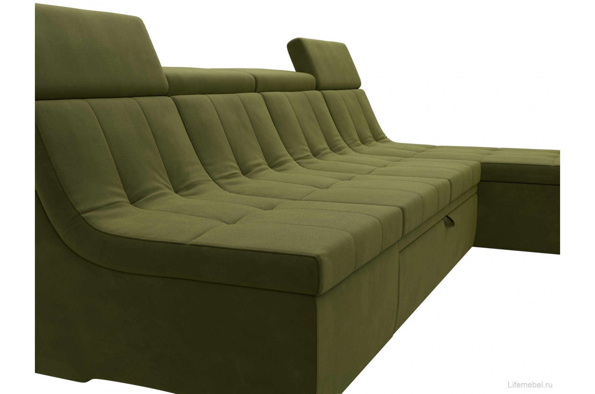 Модульный диван угловой Холидей Люкс правый зеленый микровельвет