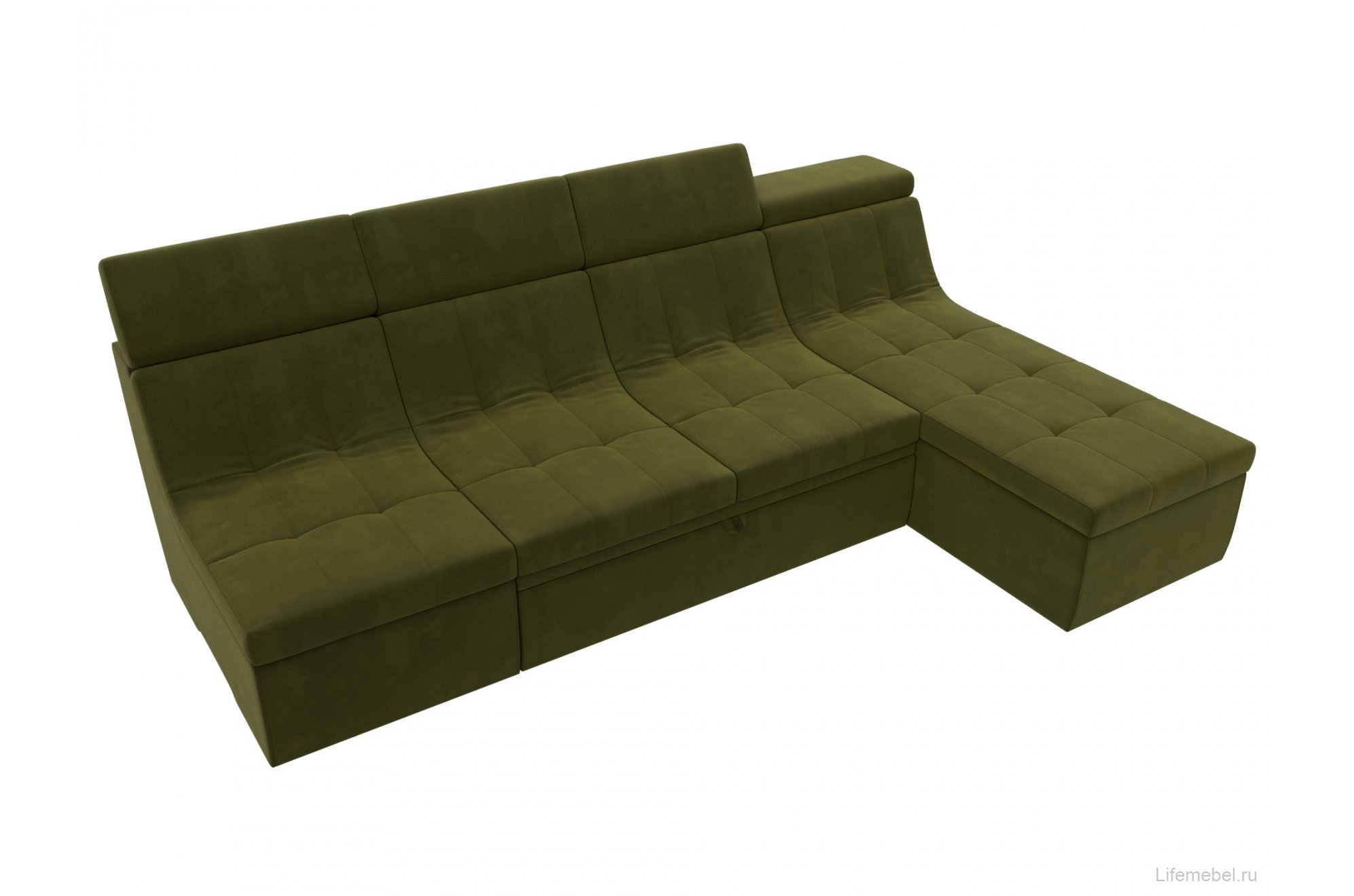 Модульный диван угловой Холидей Люкс правый зеленый микровельвет