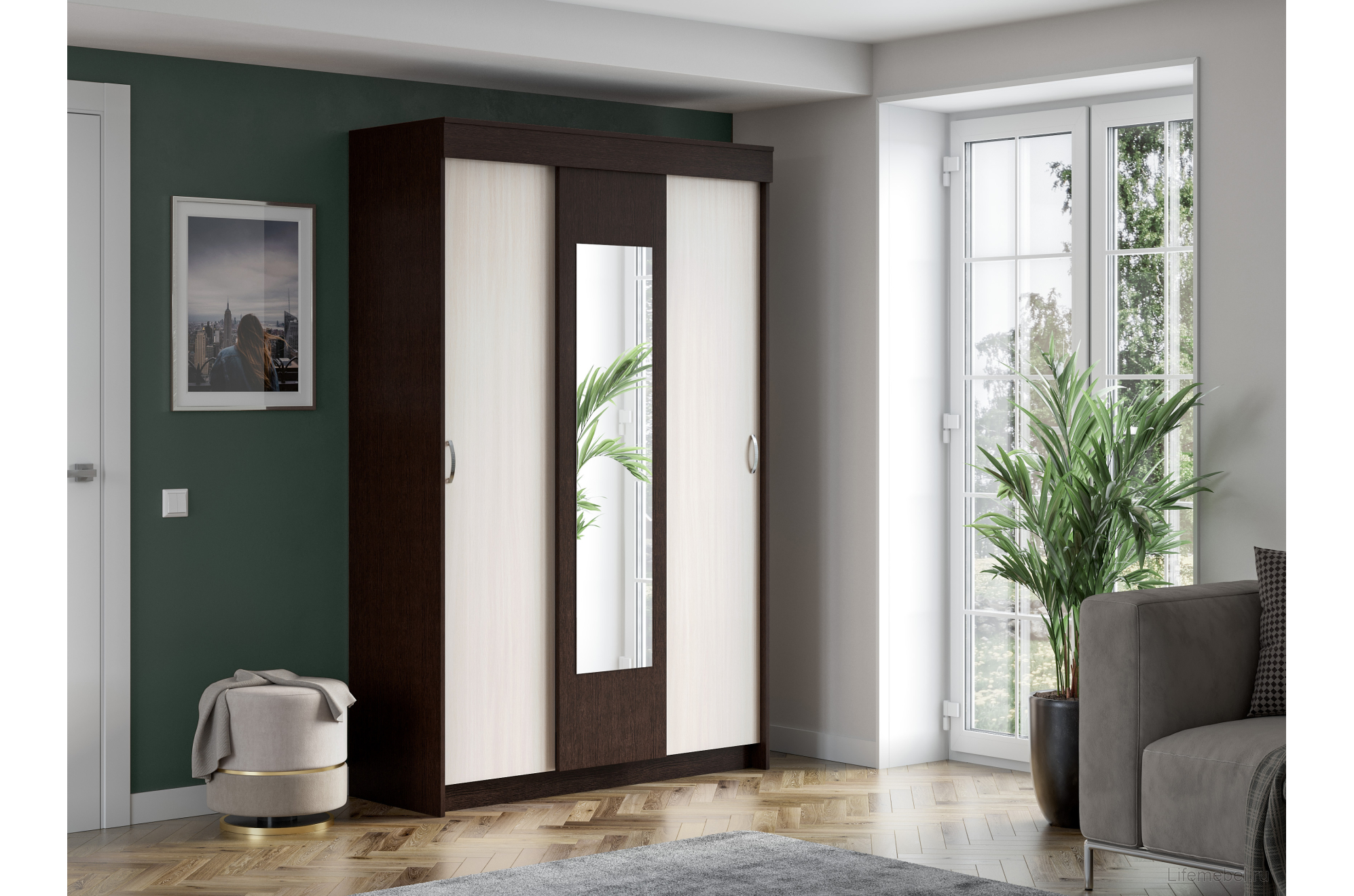 Шкаф-купе Тэсса венге / дуб белфорд