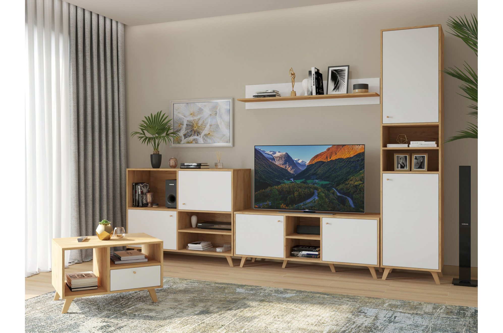 ТВ-тумба Ирма ИР-13 дуб крафт / белый структурный