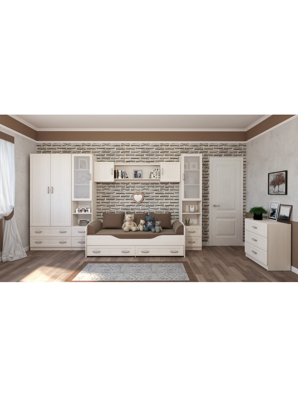 Шкаф-пенал Колибри бодега со стеклом