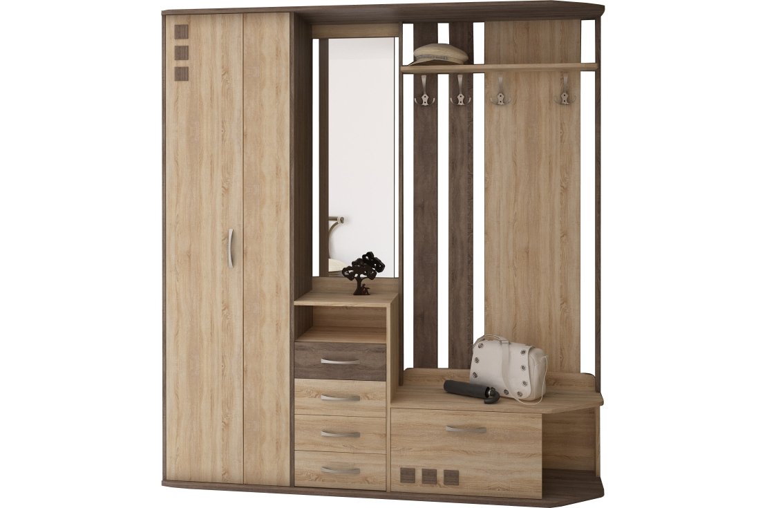 Прихожая 12.7 ель светлая / стерлинг темный