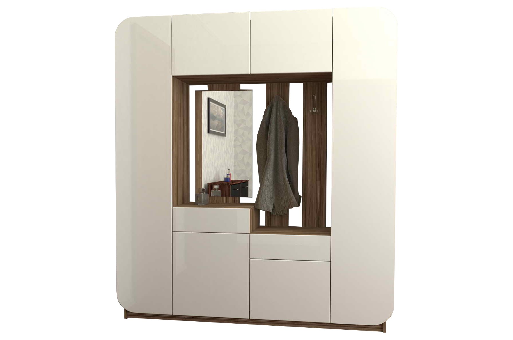 Прихожая Мебелеф 5 ясень шимо темный / белый