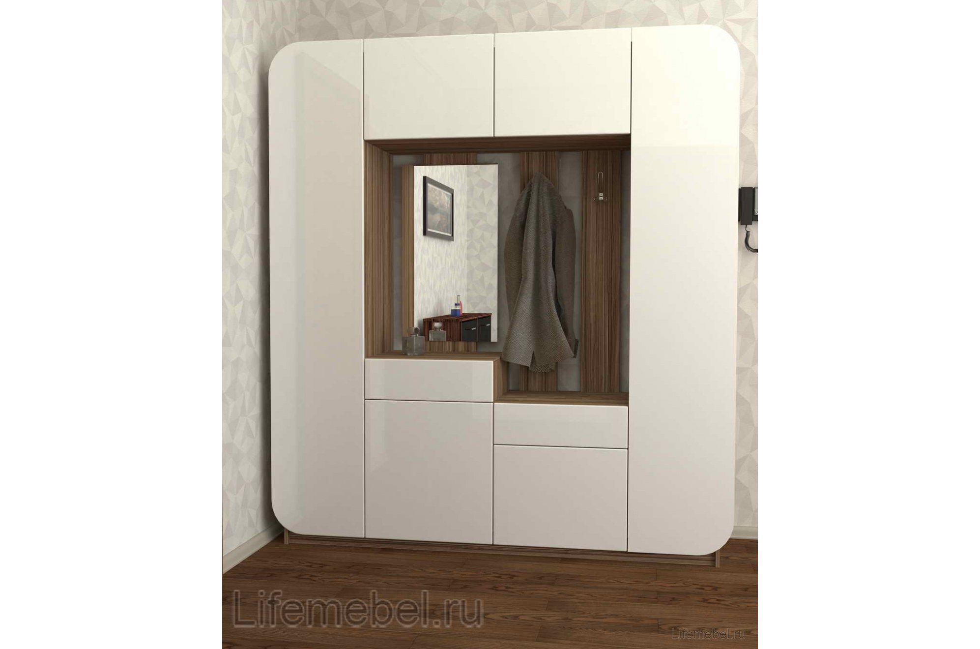 Прихожая Мебелеф 5 ясень шимо темный / белый