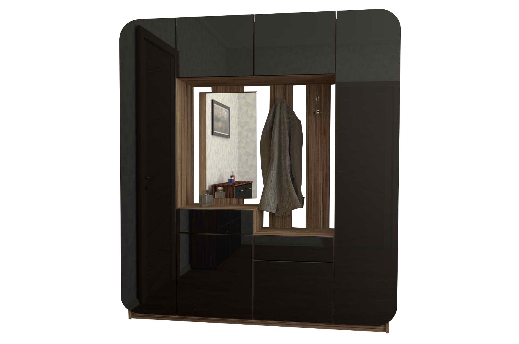 Прихожая Мебелеф 5 ясень шимо темный / черный