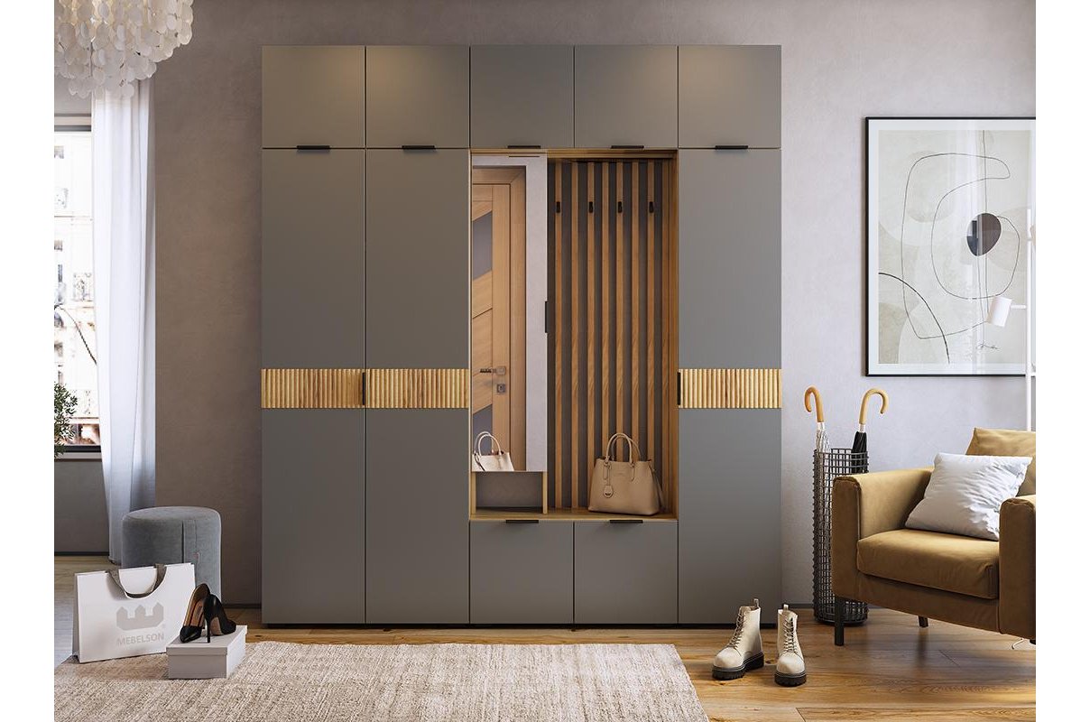 Модульная прихожая Бери К1 дуб крафт золотой / графит комплектация 1