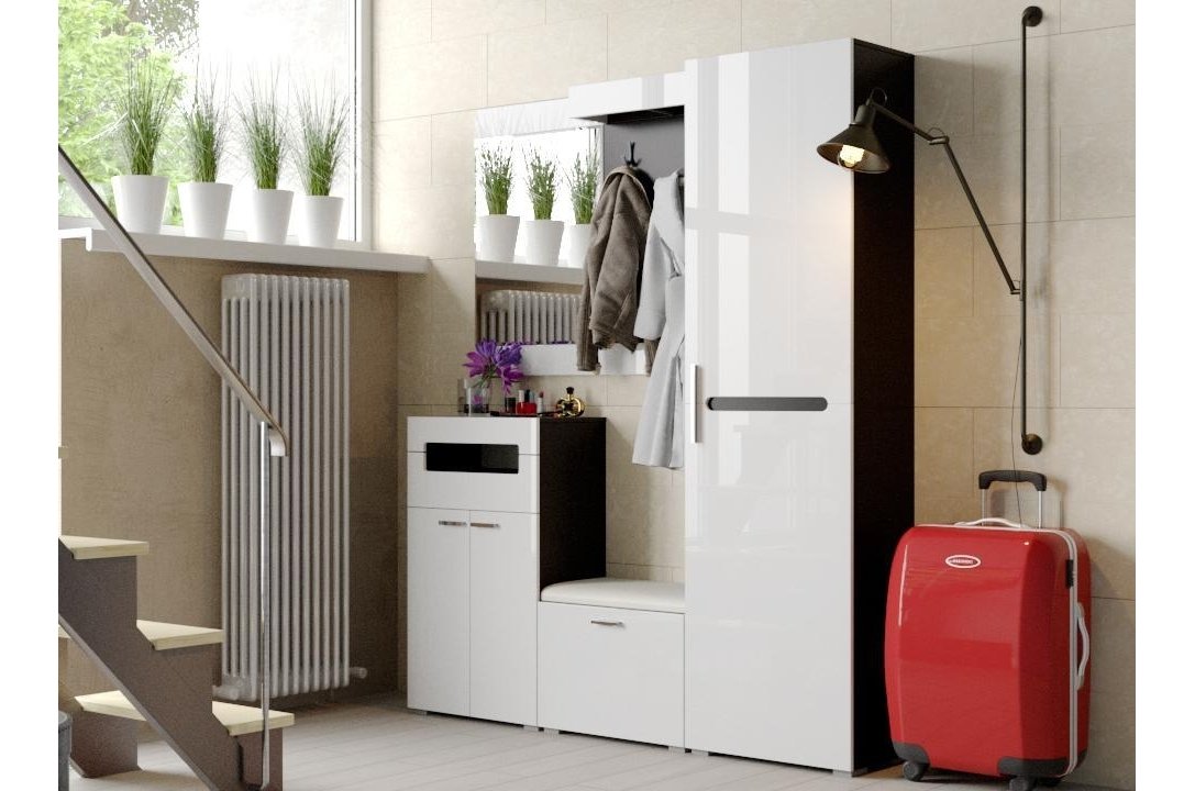 Модульная прихожая Фьюжн венге линум / белый глянец комплектация 1