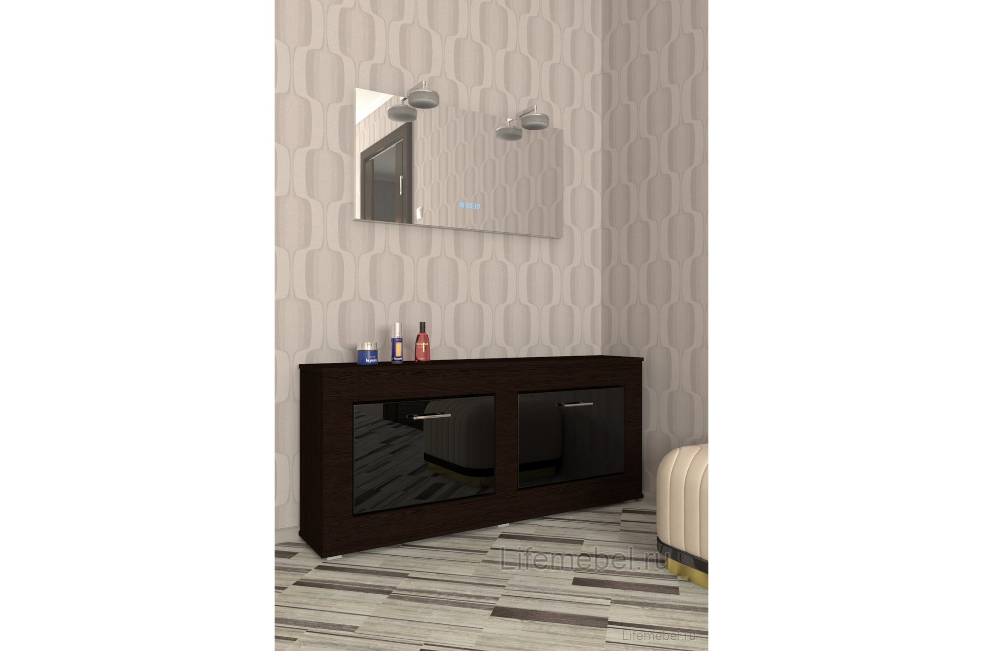 Обувница Мебелеф 24 венге / черный глянец