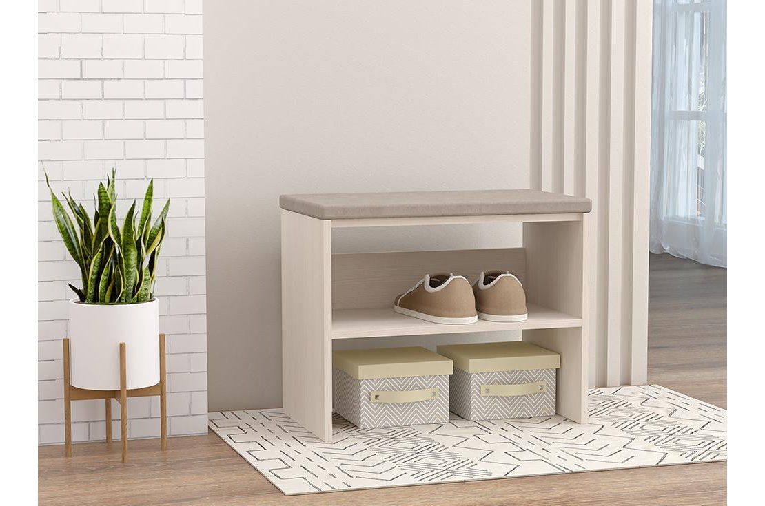 Обувница 600 мягкая белый / бежевый