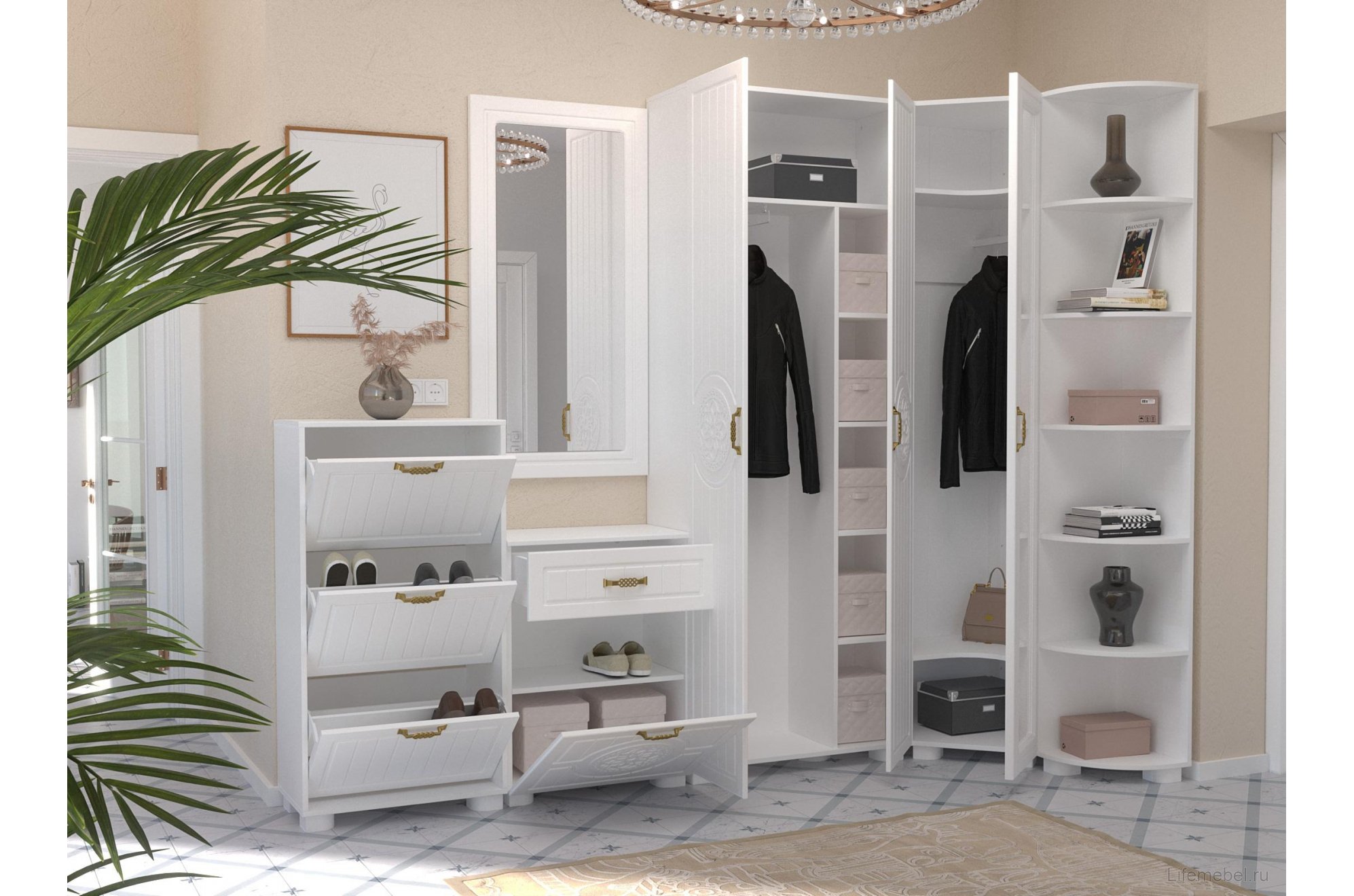 Обувница Монблан МБ-34К белое дерево