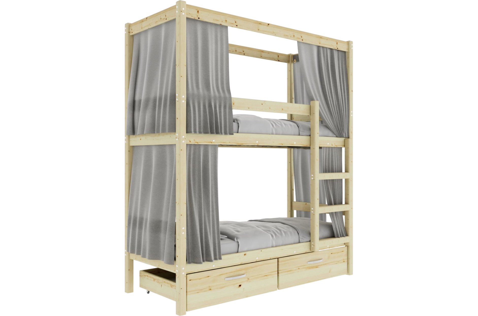 Двухъярусная кровать Бернли 80х190 c каркасом для штор