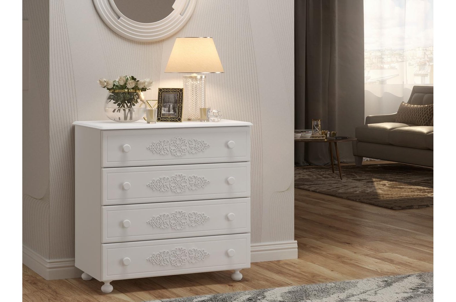 Комод Ассоль АС-5 белое дерево