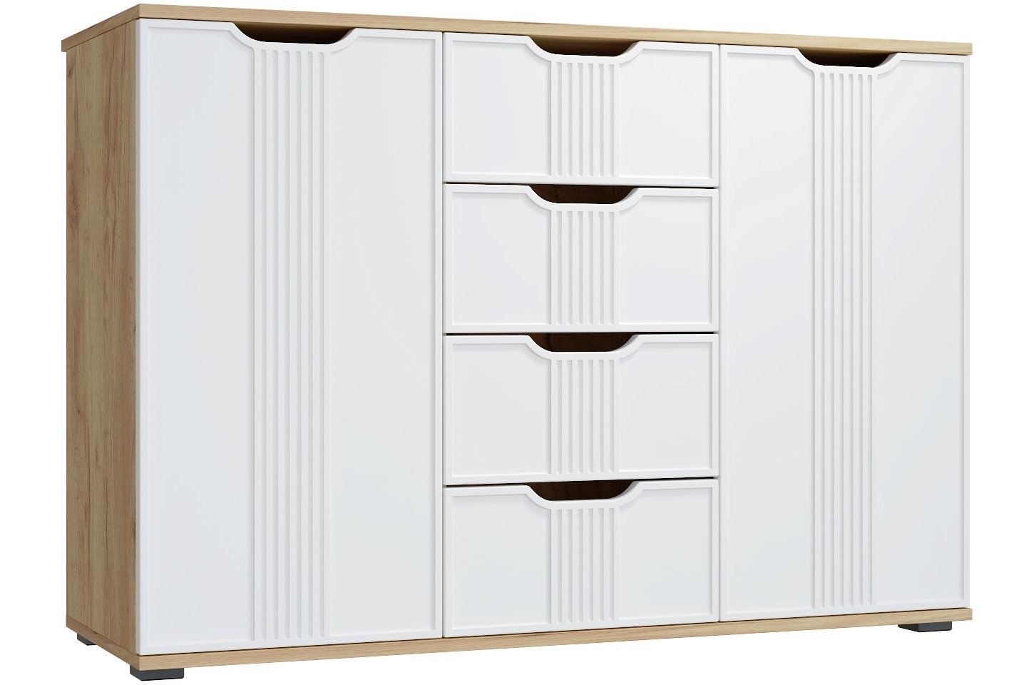 Комод Эмилия ЭЛ-21 дуб крафт золотой / меренга