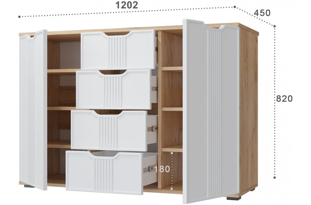 Комод Эмилия ЭЛ-21 дуб крафт золотой / меренга Комод Эмилия ЭЛ-21 дуб крафт золотой / меренга