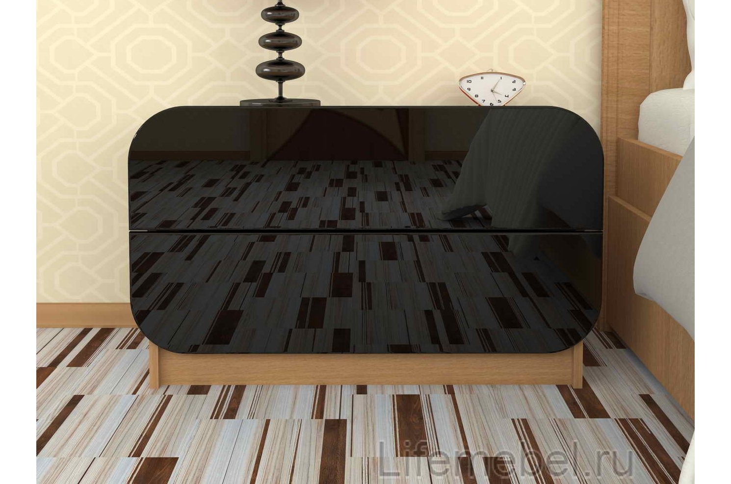 Комод Мебелеф - 21 бук / черный глянец