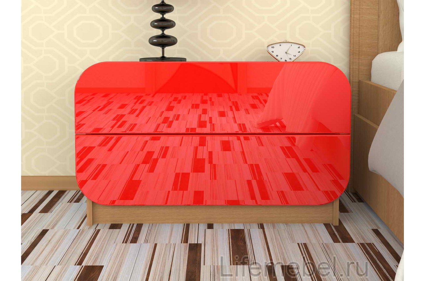 Комод Мебелеф - 21 бук / красный глянец