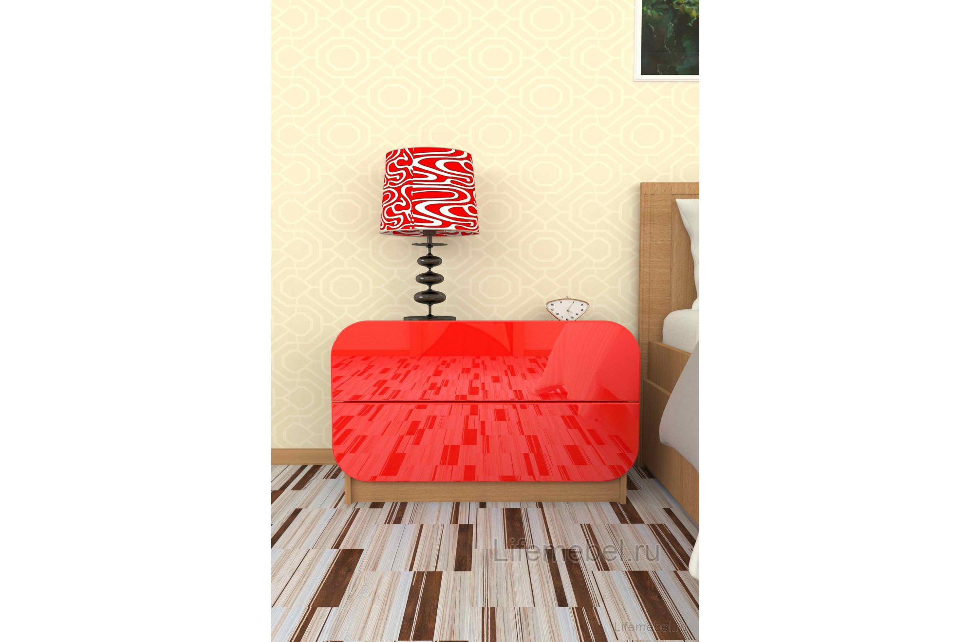 Комод Мебелеф - 21 бук / красный глянец