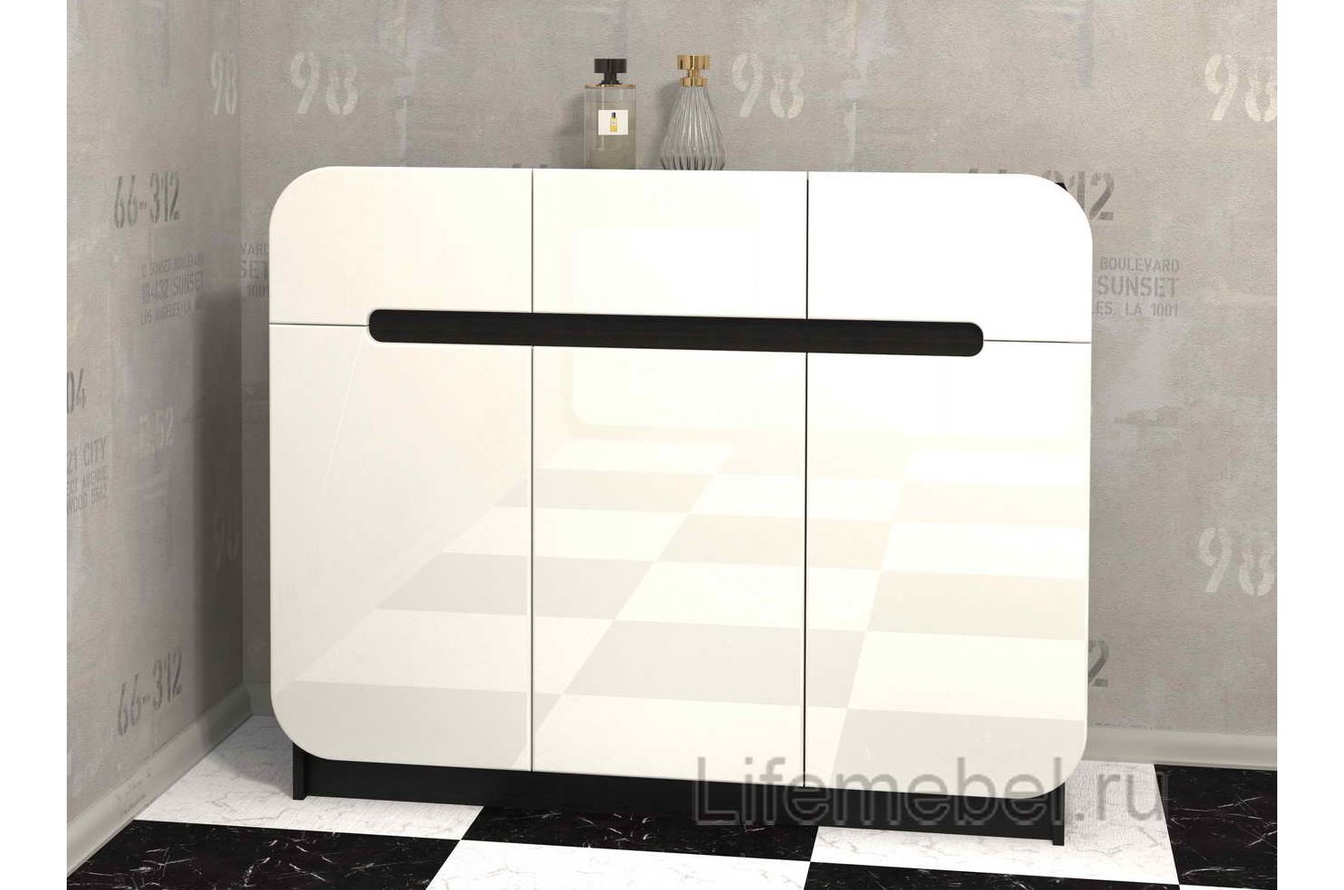 Комод Мебелеф - 42 венге / белоснежный глянец