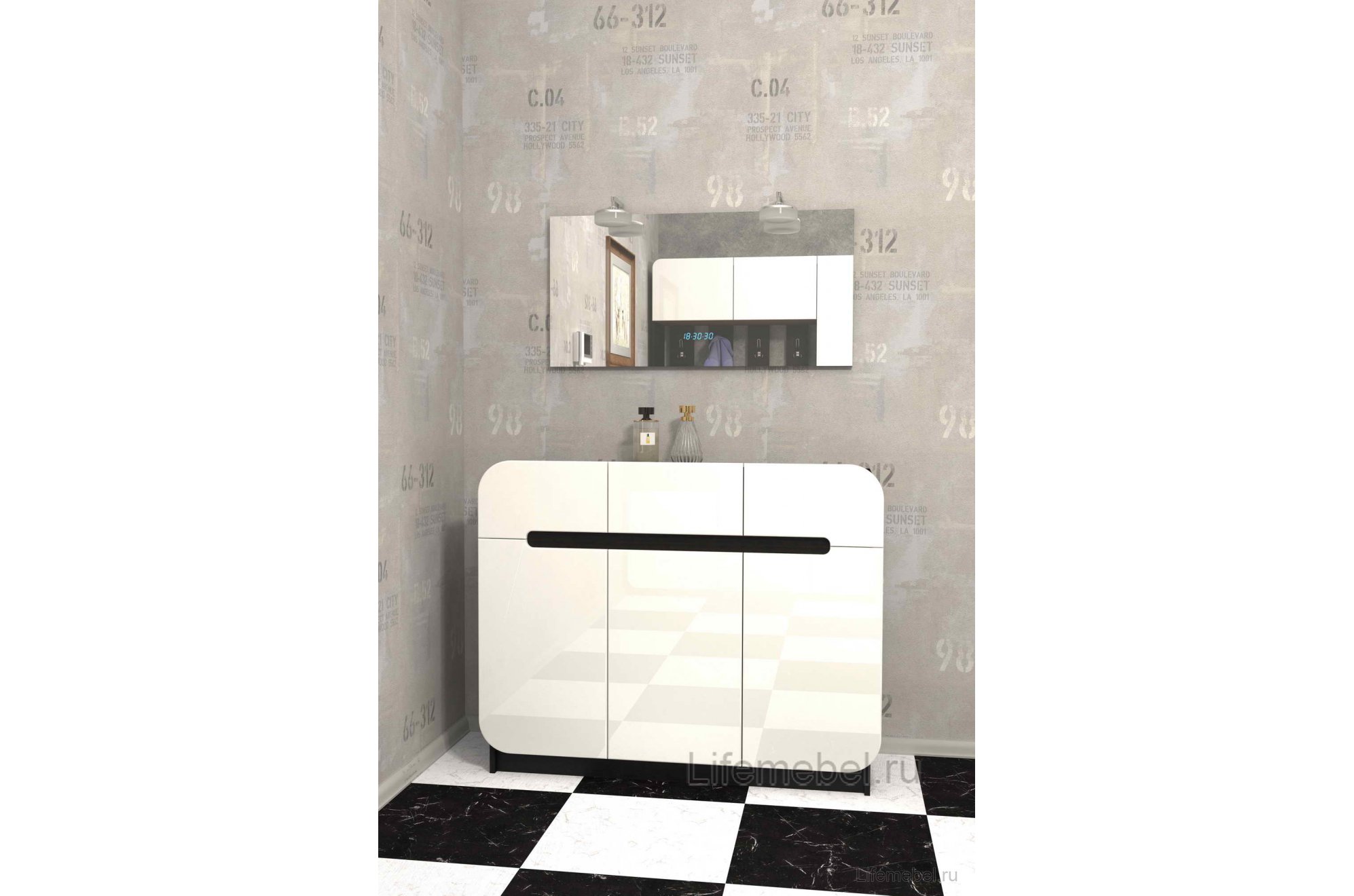 Комод Мебелеф - 42 венге / белоснежный глянец