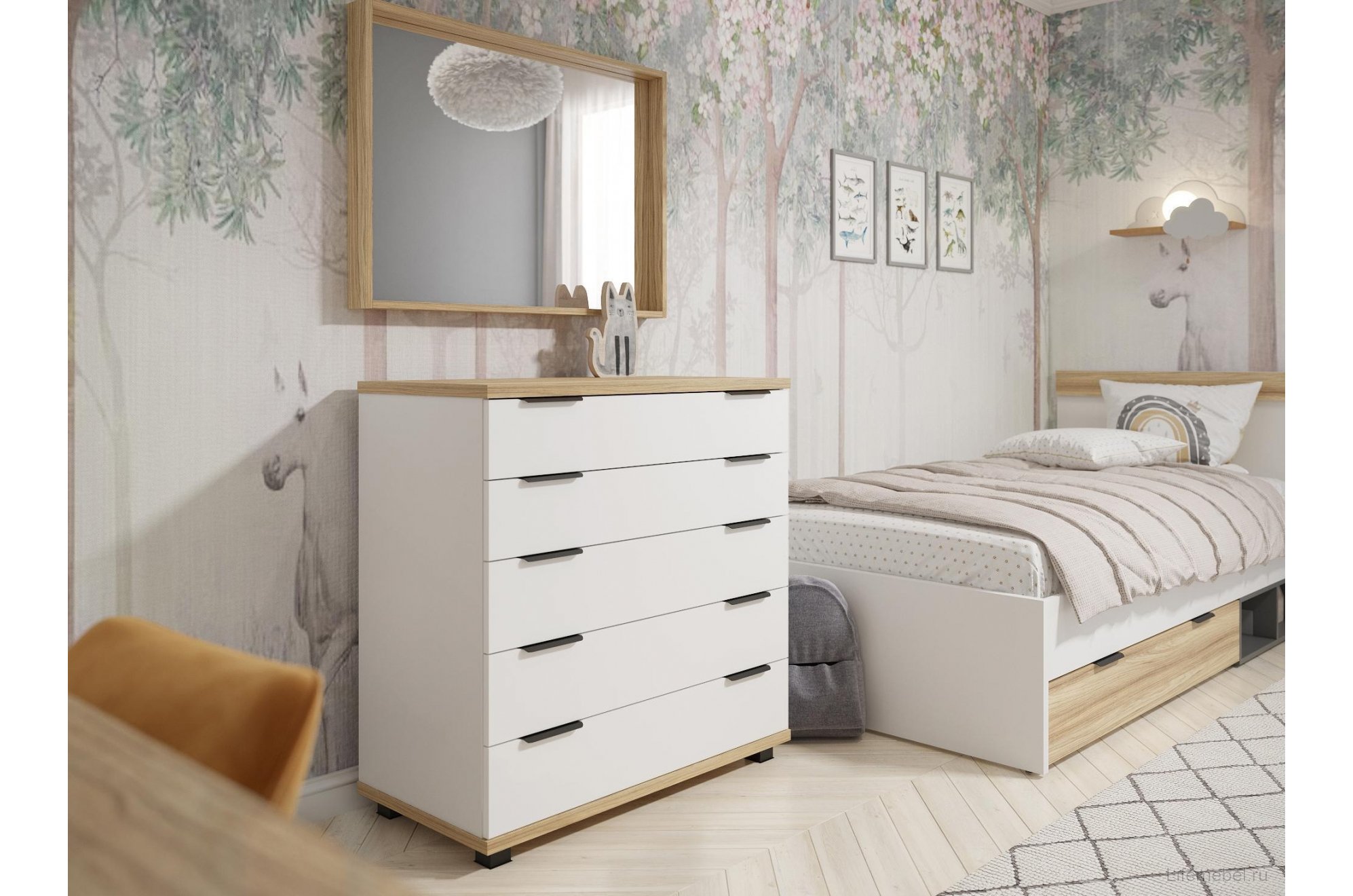 Комод Скайлайт СЛ-11К блэквуд ячменный / белый / меренга