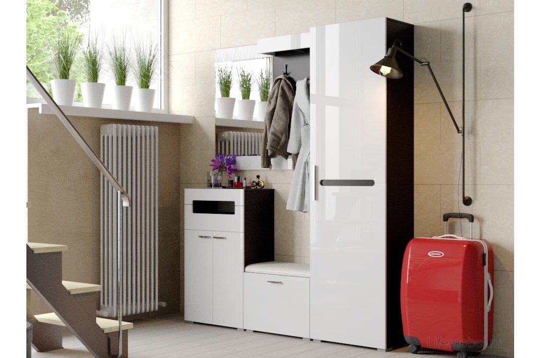 Комод Фьюжн венге линум / белый глянец