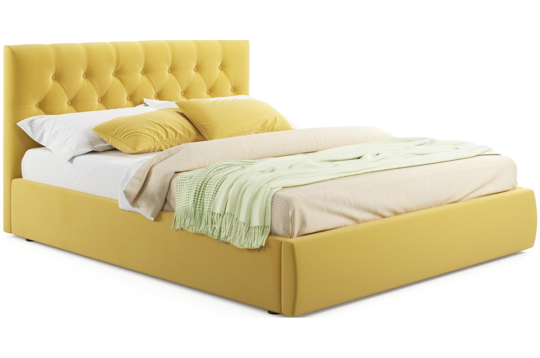 Двуспальная кровать Verona 180х200 с ПМ желтый велюр