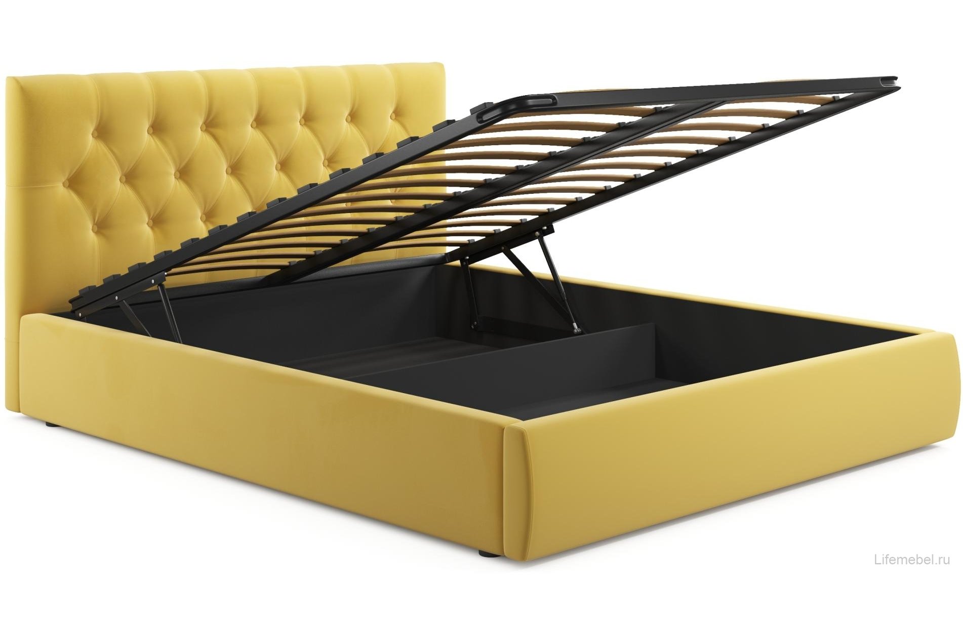 Двуспальная кровать Verona 180х200 с ПМ желтый велюр
