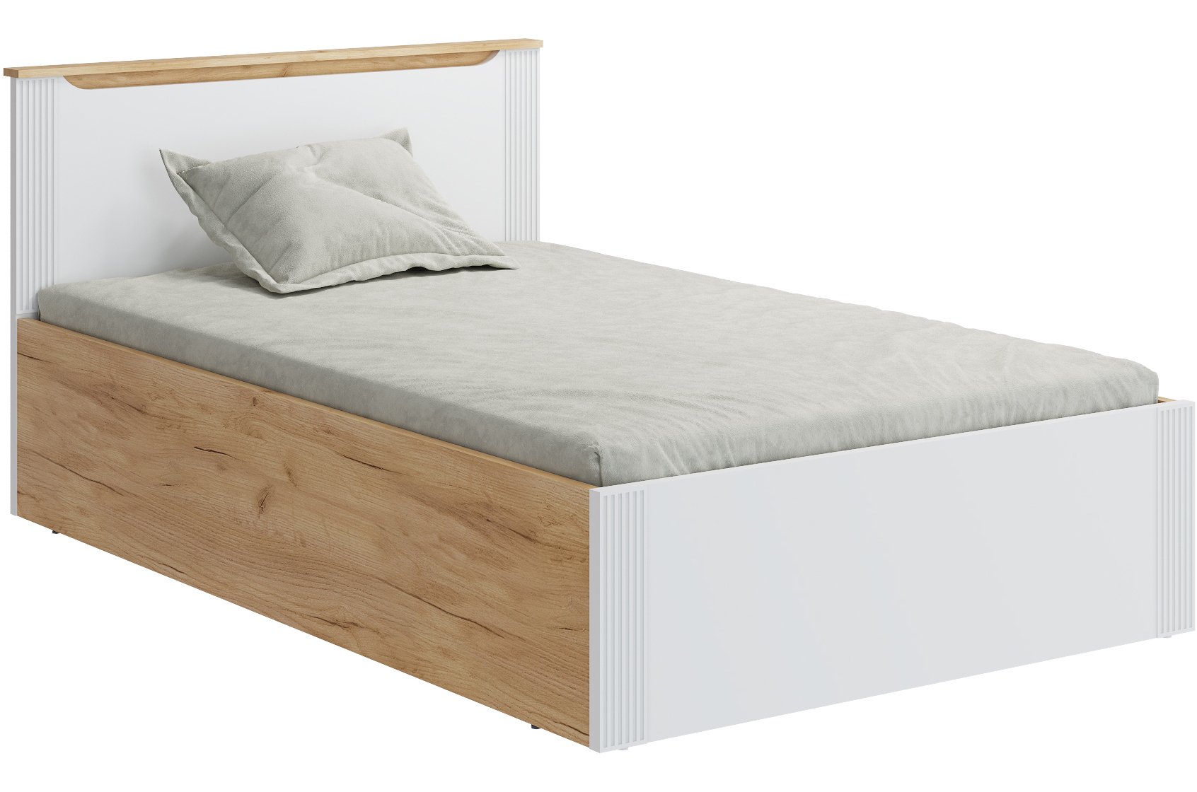 Полутораспальная кровать Эмилия ЭЛ-32 120х200 с ПМ дуб крафт золотой / меренга