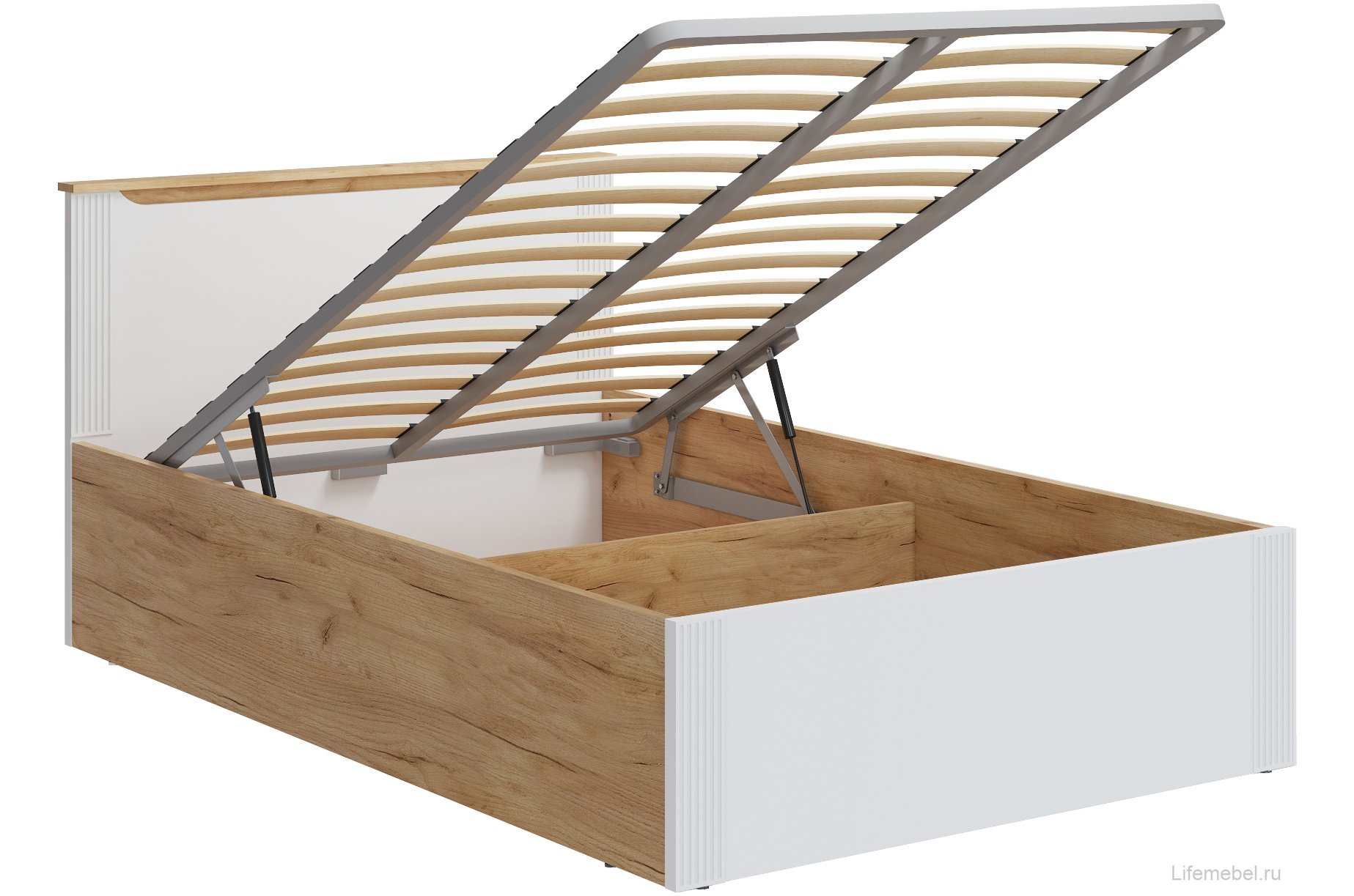 Полутораспальная кровать Эмилия ЭЛ-32 120х200 с ПМ дуб крафт золотой / меренга