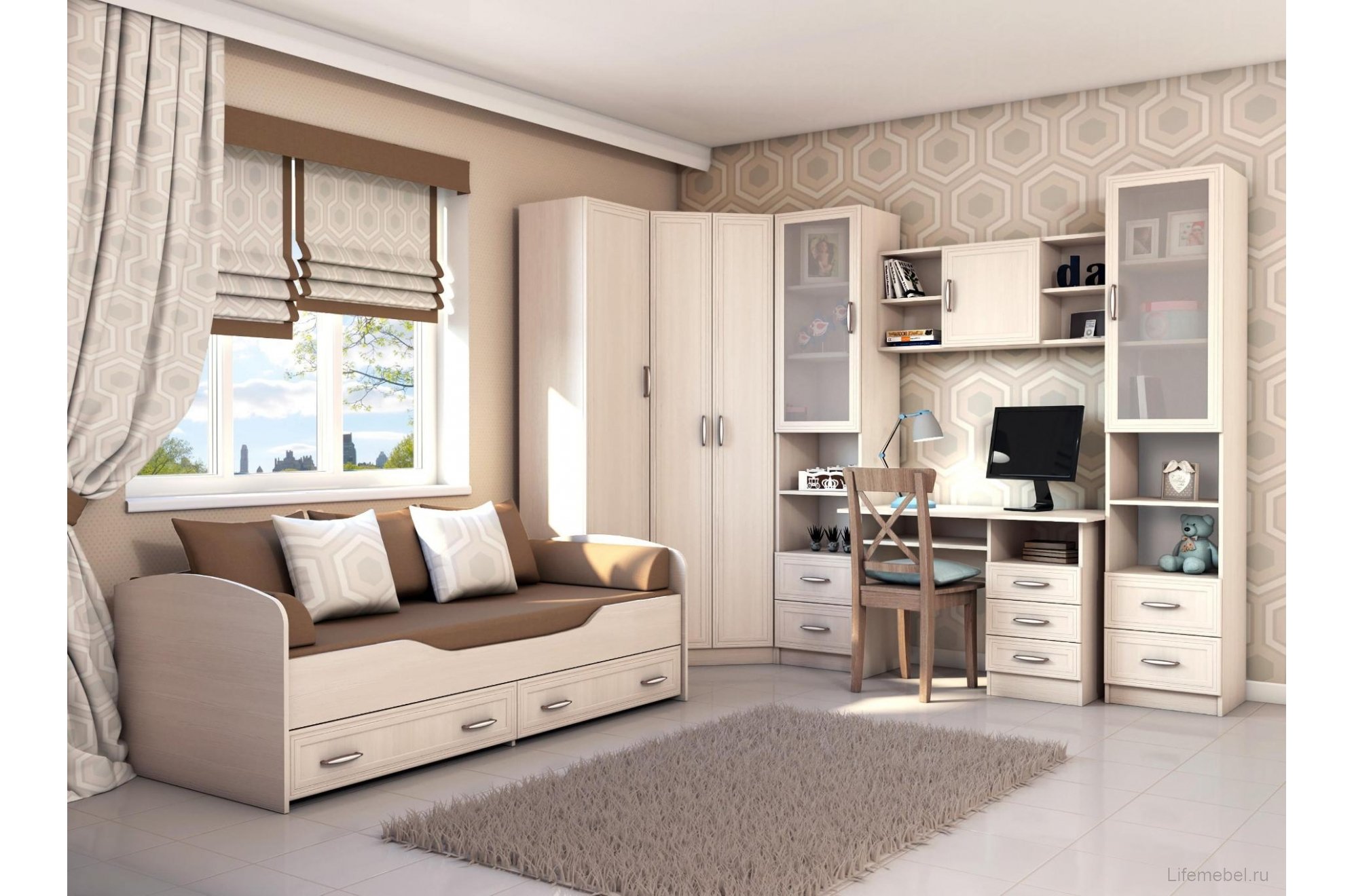 Односпальная кровать Колибри 80 х 190 см бодега с матрасом