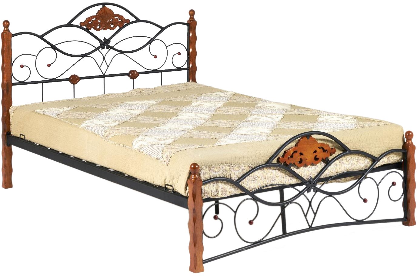 Полутораспальная кровать Canzona 120x200 wood slat base красный дуб / черная с матрасом