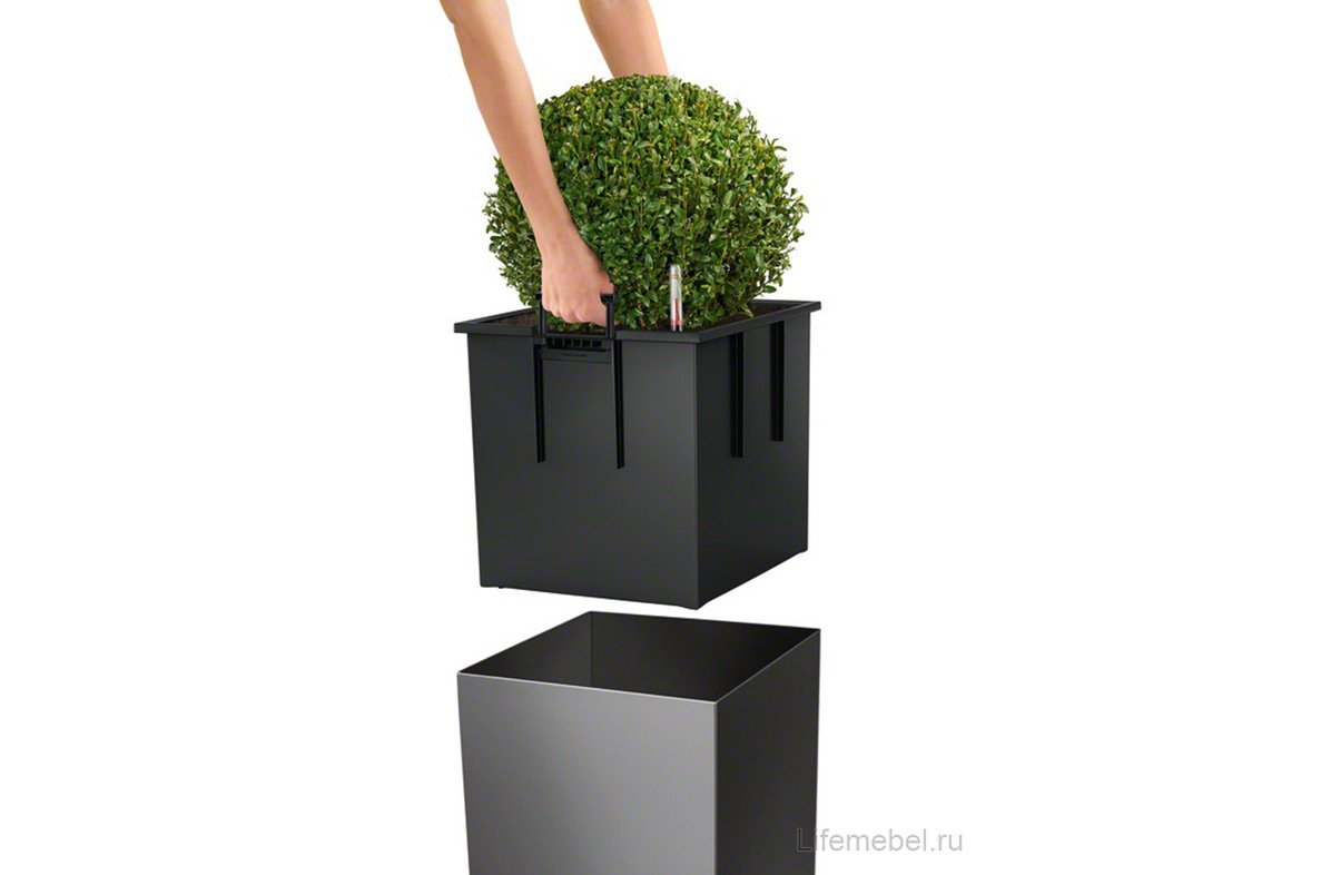 Кашпо Lechuza 16367 CUBE 40 ярко-красный блестящий