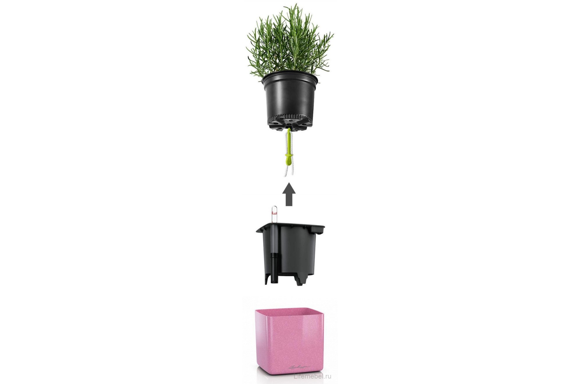 Кашпо Кьюб Глосси Кисс 14 кремовое