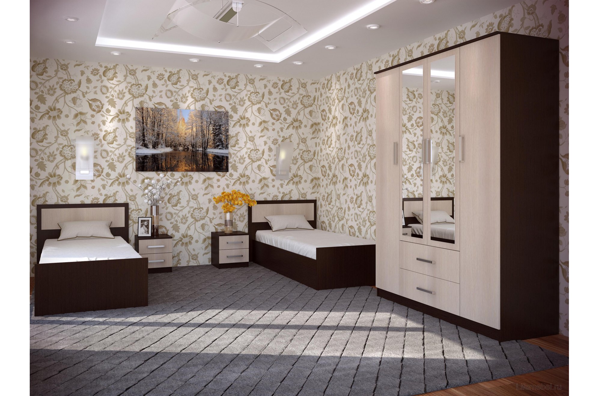 Шкаф четырехдверный Фиеста венге / лоредо