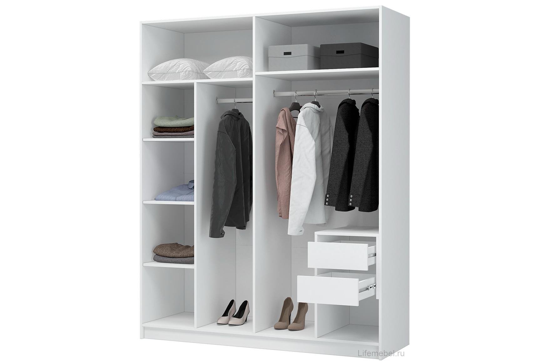 Шкаф Широн 1600 белый / белый с антресолью