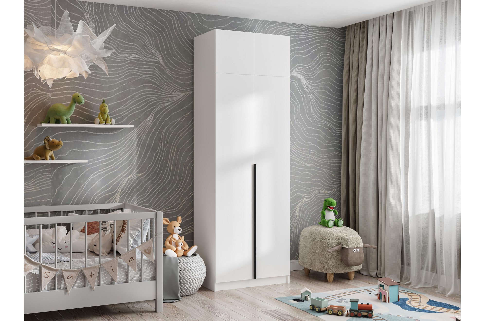 Шкаф Широн 800 белый / белый с антресолью