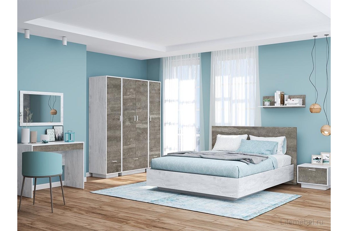 Шкаф Эго Шк-1 на подиуме бетон светлый / камень темный