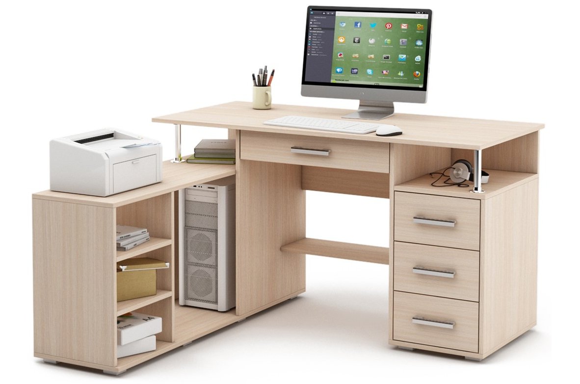 Компьютерный стол Амбер-11Я дуб молочный