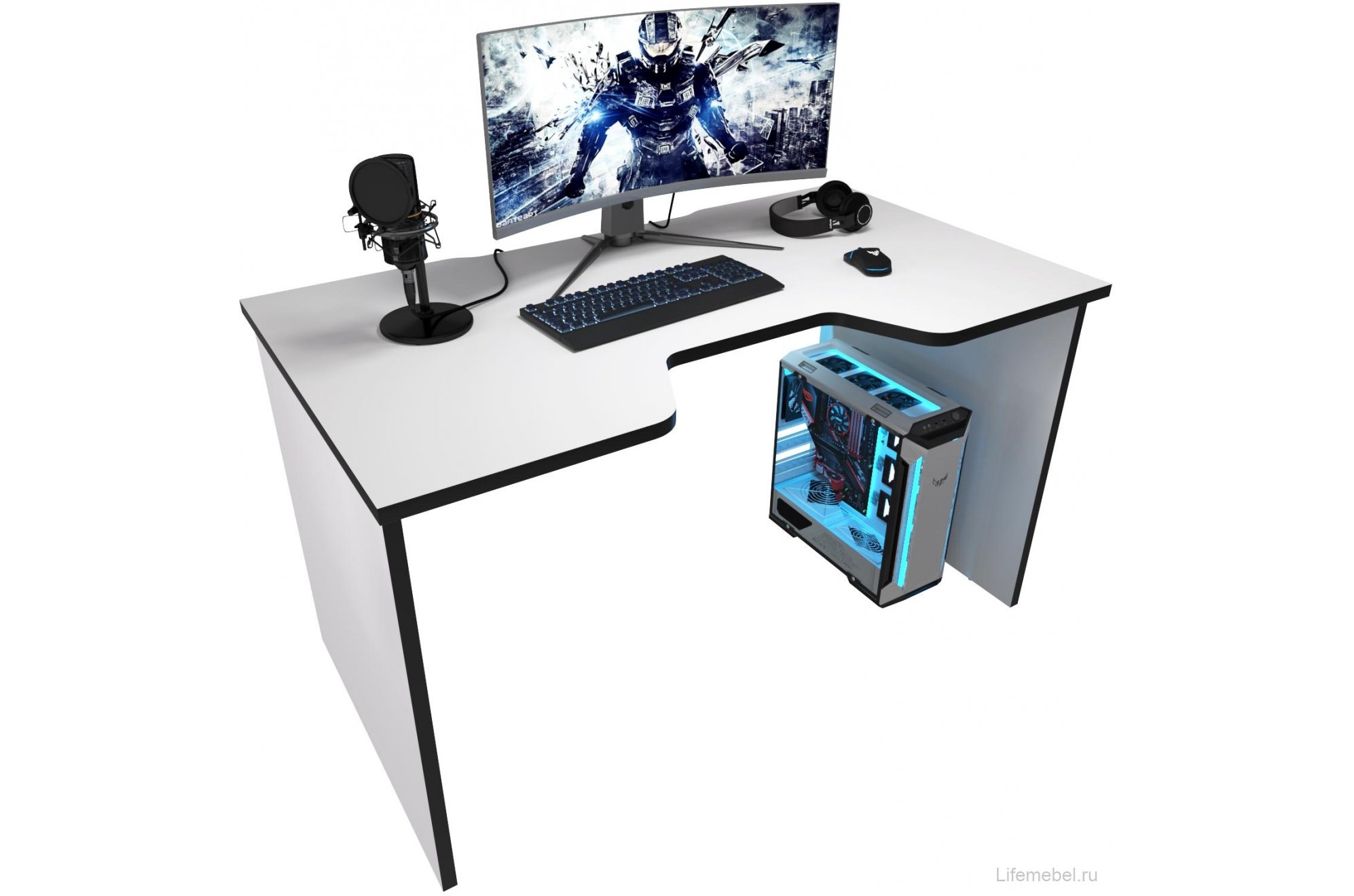 Компьютерный стол С-240 белый / черный