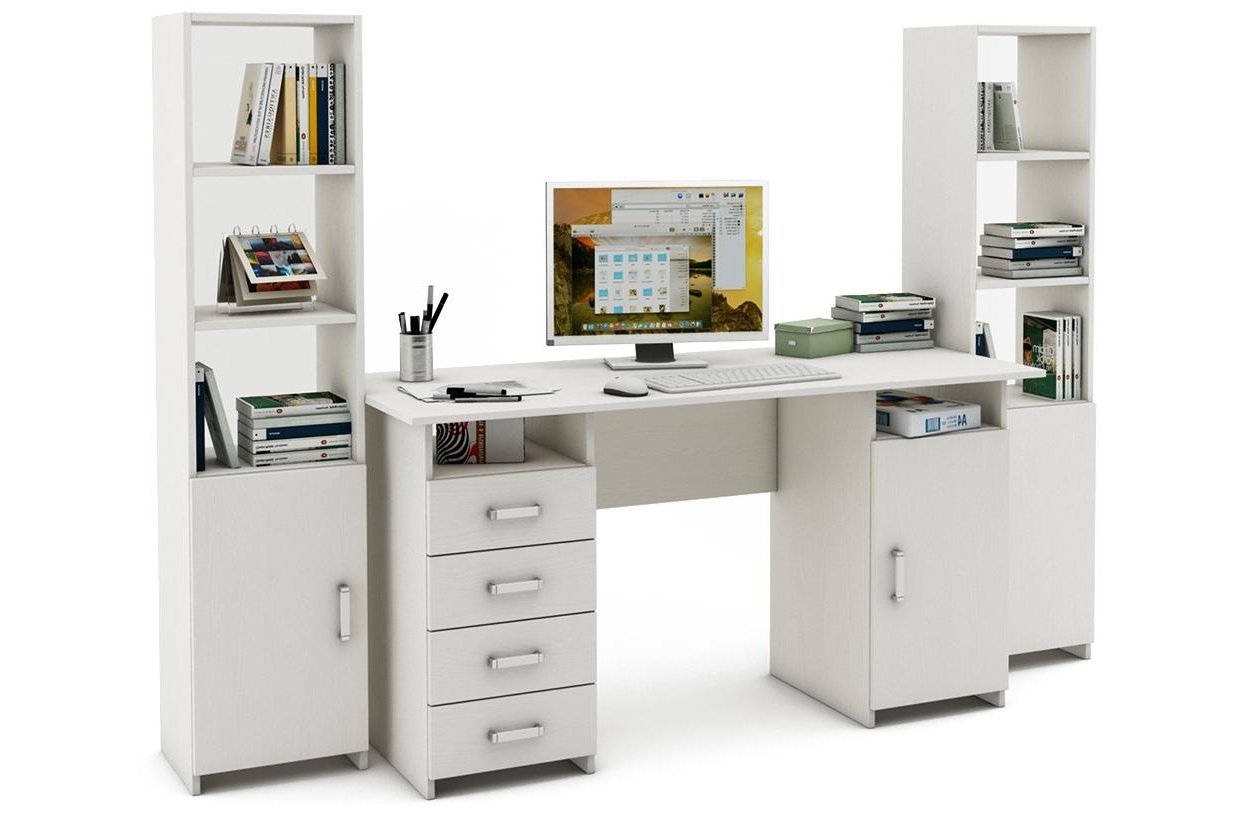 Письменный стол Лайт-8 213 см белый