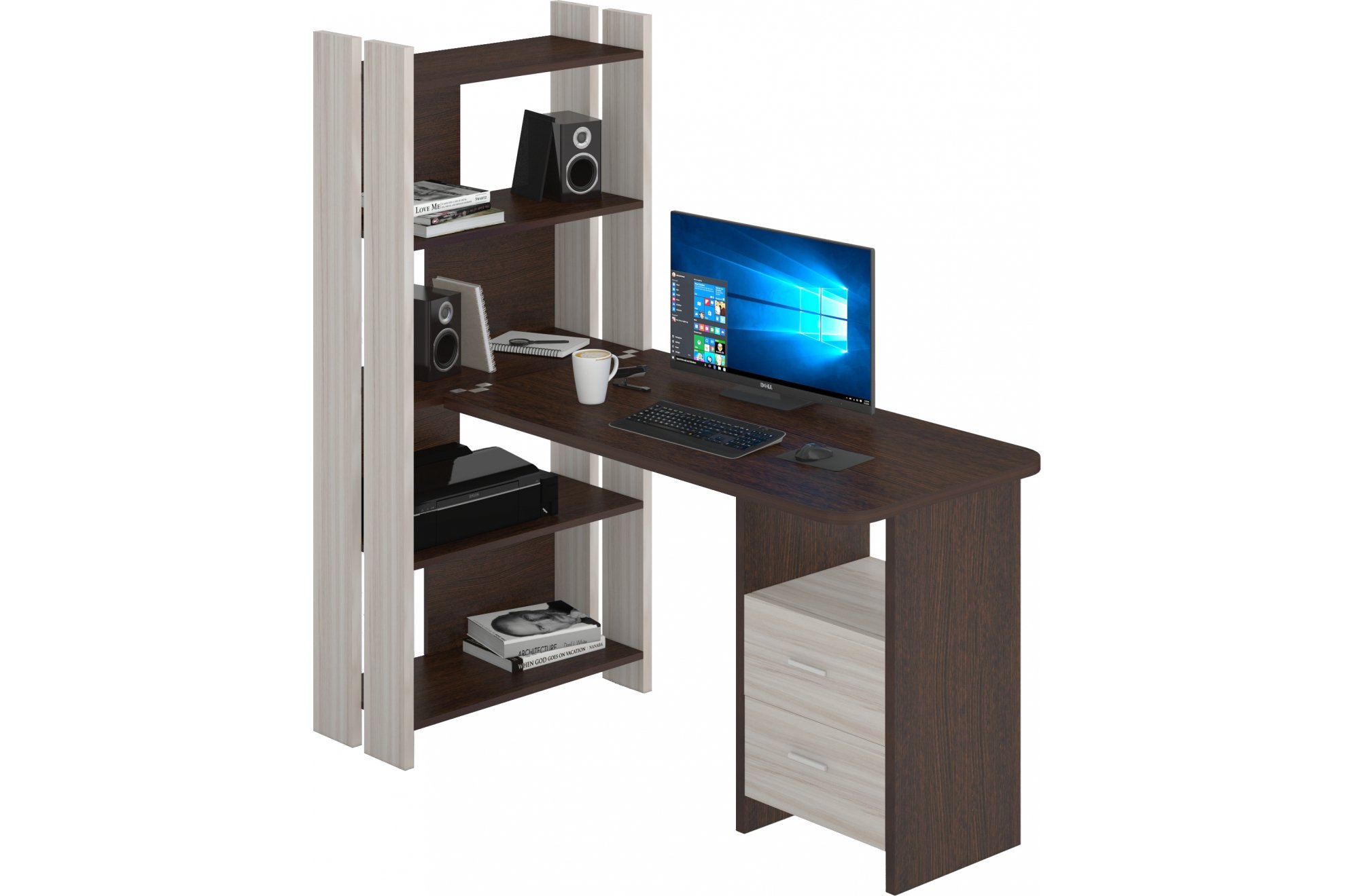 Письменный стол СТЛ-ОВ+С120РПрям КВ карамель / венге